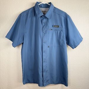 Eddie Bauer Blue Button Up Shirt Mens MEDIUM Vented Outdoor Fishing Performance